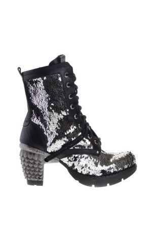New Rock dames veterboots plato zilver
