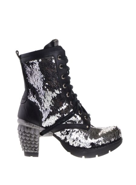 New rock Dames veterboots plato zilver