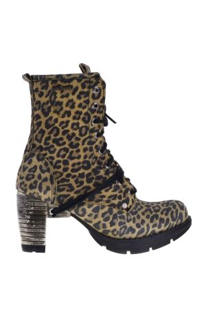 New Rock hoge dames veterboots leopard