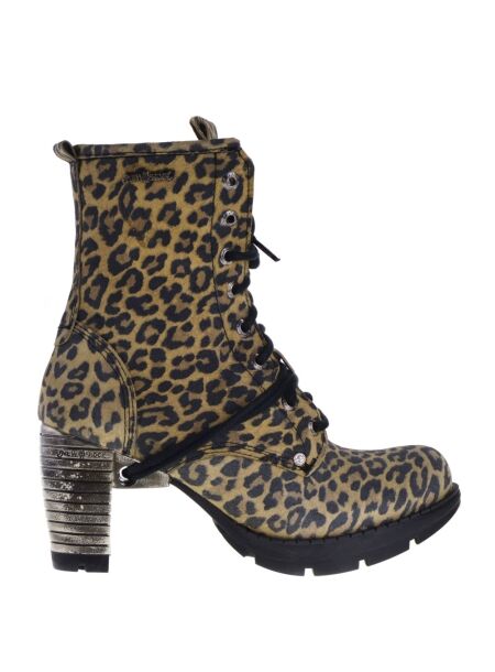 New rock Hoge dames veterboots leopard