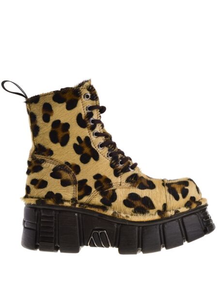 New rock Dames platform veterboot leopard