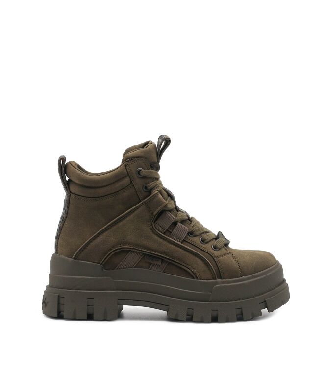 Buffalo Buffalo dames veterboots groen vegan Vegan Nubuck Khaki Buffalo Veterschoenen in Groen online kopen.