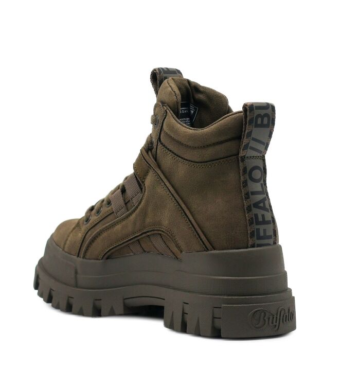 Buffalo Buffalo dames veterboots groen vegan Vegan Nubuck Khaki Buffalo Veterschoenen in Groen online kopen.