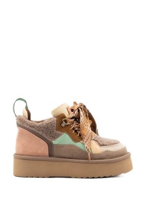 Miss Olivia dames veterboots gevoerd beige