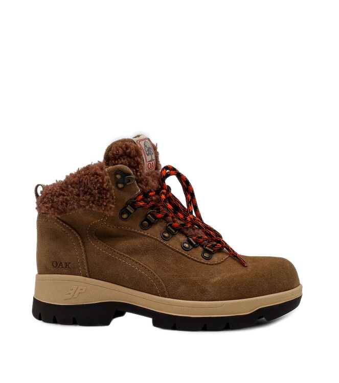 3P 3P dames veterboots gevoerd beige Suede Teddy Beige 3P Halfhoge Dames Veterschoenen in Beige online kopen