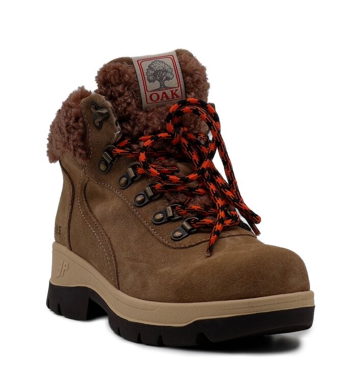3P 3P dames veterboots gevoerd beige Suede Teddy Beige 3P Halfhoge Dames Veterschoenen in Beige online kopen