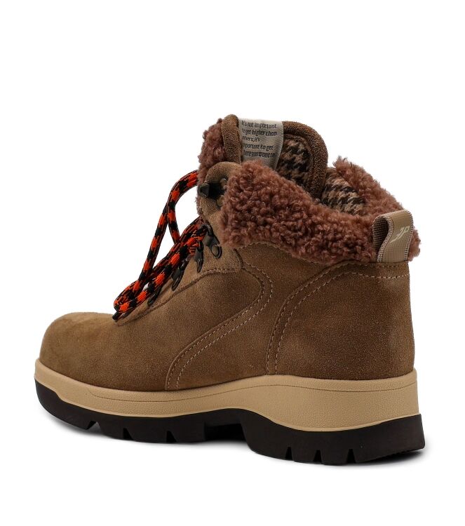 3P 3P dames veterboots gevoerd beige Suede Teddy Beige 3P Halfhoge Dames Veterschoenen in Beige online kopen