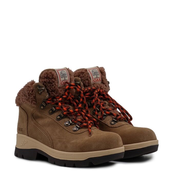 3P 3P dames veterboots gevoerd beige Suede Teddy Beige 3P Halfhoge Dames Veterschoenen in Beige online kopen
