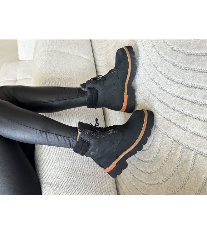 panama jack Panama Jack High Shoe Laces Black for Women Nobuck Negro Panama Jack High Shoe Laces Black for Women