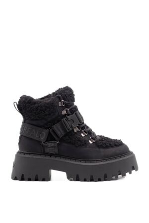Buffalo dames veterboots gevoerd zwart