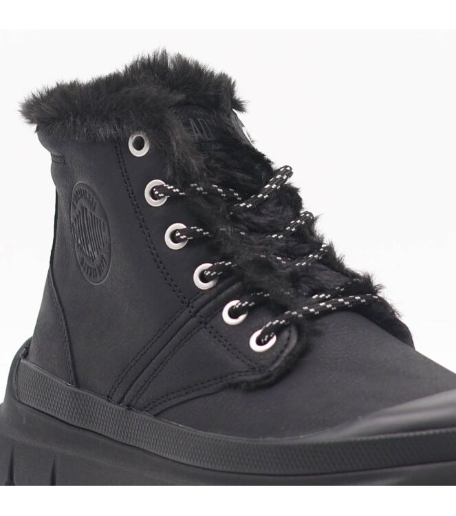palladium palladium dames veterboots gevoerd zwart Black palladium Dames Veterboots Gevoerd Zwart
