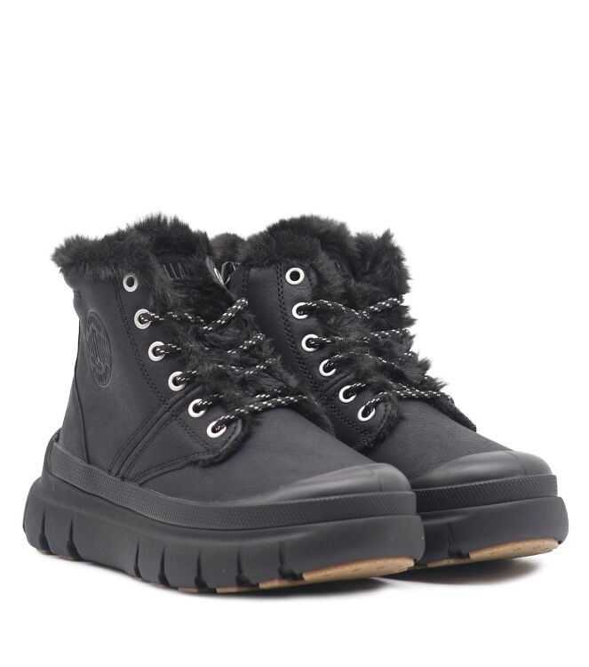 palladium palladium dames veterboots gevoerd zwart Black palladium Dames Veterboots Gevoerd Zwart