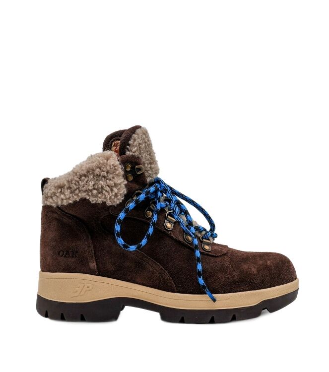 3P 3P dames veterboots gevoerd bruin Suede Teddy Coffee 3P Halfhoge Dames Veterschoenen in Bruin online kopen
