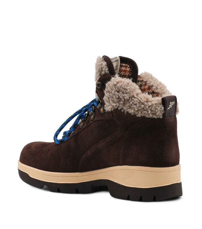 3P 3P dames veterboots gevoerd bruin Suede Teddy Coffee 3P Halfhoge Dames Veterschoenen in Bruin online kopen