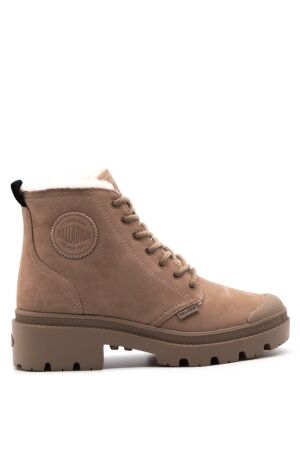 Palladium dames veterboots gevoerd naturel