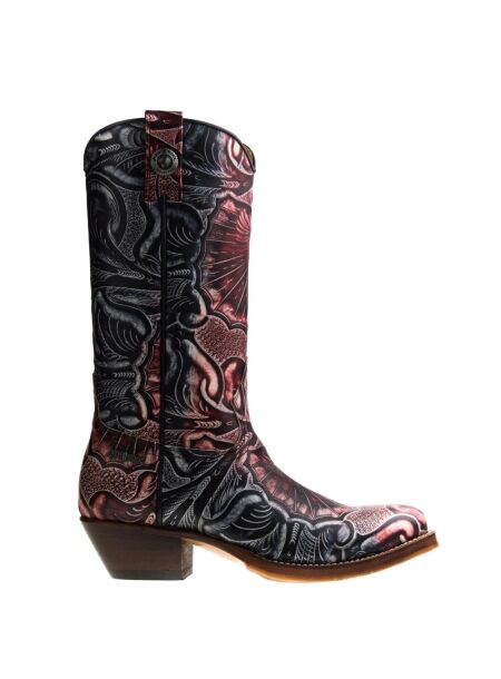 New rock Dames westernboots rood combi