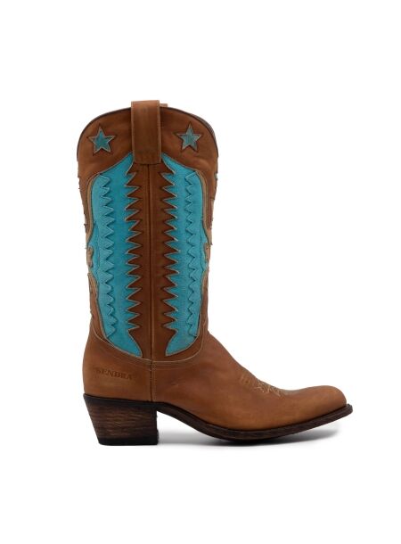 Sendra boots Dames cowboylaarzen cognac combi