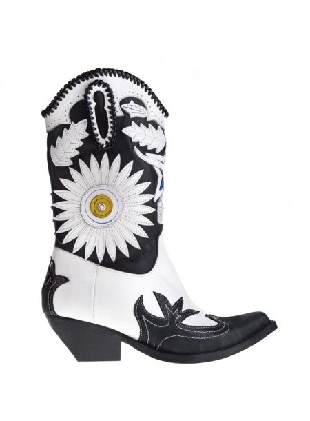 Jeffrey campbell Dames cowboylaarzen zwart combi