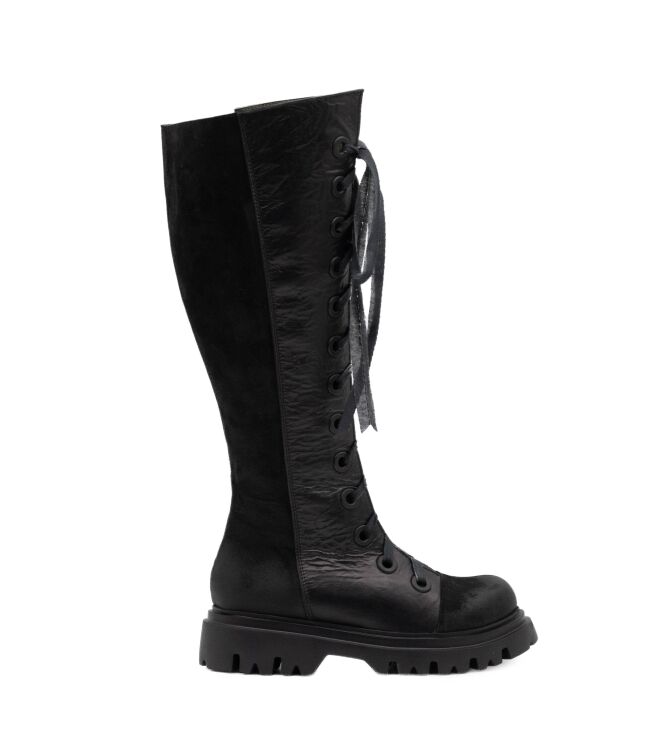 Papucei Papucei dames laarzen rubberzool zwart Black Papucei Dames Hoge Laarzen in Zwart online kopen