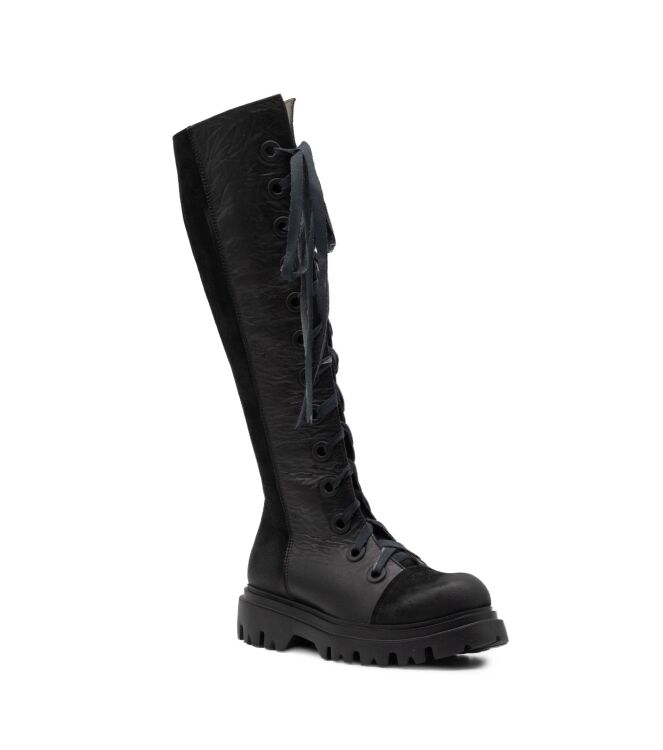 Papucei Papucei dames laarzen rubberzool zwart Black Papucei Dames Hoge Laarzen in Zwart online kopen