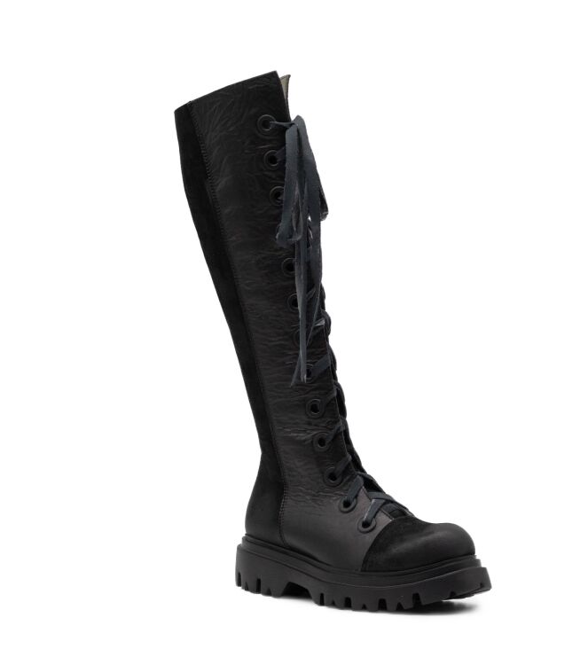 Papucei Papucei dames laarzen rubberzool zwart Black Papucei Dames Hoge Laarzen in Zwart online kopen
