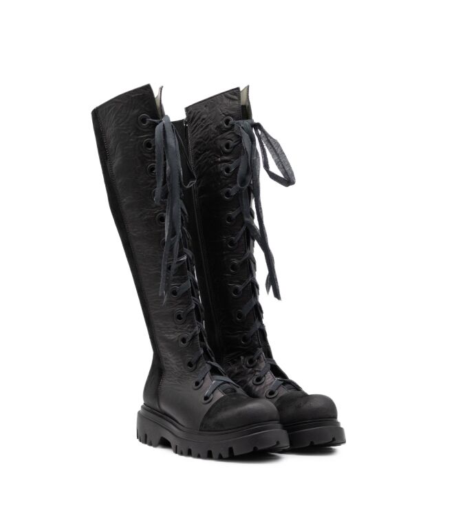 Papucei Papucei dames laarzen rubberzool zwart Black Papucei Dames Hoge Laarzen in Zwart online kopen