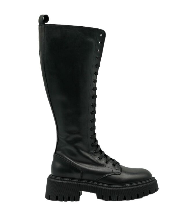Gisel Moire dames veter laarzen zwart 11 zwart leer Direct leverbaar uit de webshop van www.taft.nl/