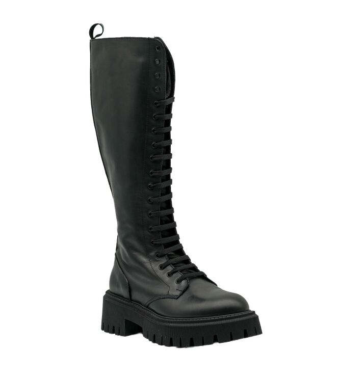 Gisel Moire dames veter laarzen zwart 11 zwart leer Direct leverbaar uit de webshop van www.taft.nl/
