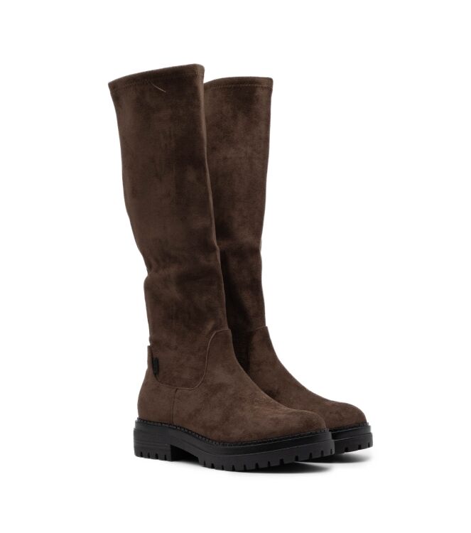 Posh By Poelman Dames Hoge Laarzen in Donker Bruin online kopen