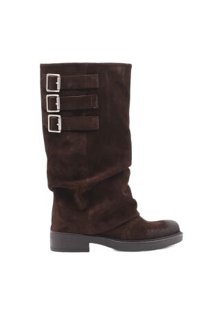 Gisel Moire dames laarzen bruin suede
