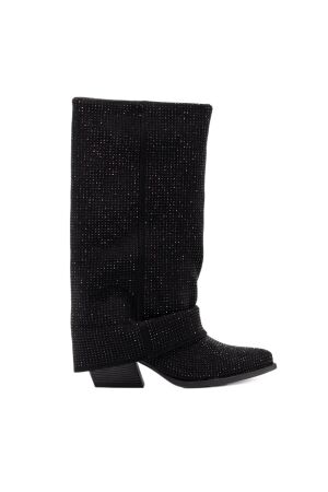 Posh dames laarzen zwart glitter