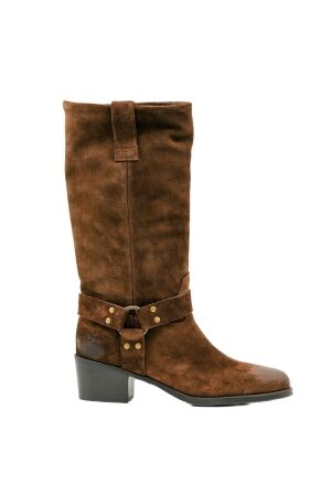 Julie Dee dames laarzen donker bruin suede