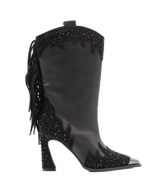 Alma en Pena Alma en Pena dames laarzen op hal zwart Combi Black Alma en Pena Dames Laarzen met hak in Zwart online kopen