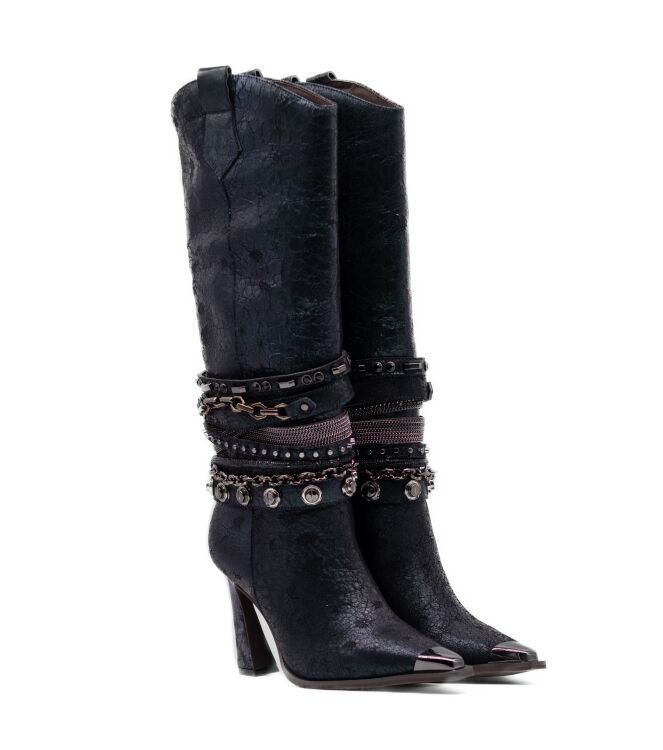 Alma en Pena Alma en Pena dames laarzen op hak zwart Viene Ocean Alma en Pena Dames Laarzen met hak in Zwart online kopen