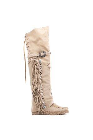 el vaquero dames overkneelaarzen beige