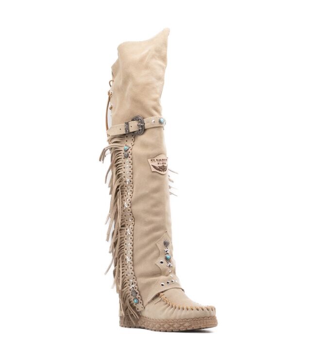 el vaquero el vaquero dames overkneelaarzen beige Corda el vaquero Dames Overkneelaarzen Beige 05 beige