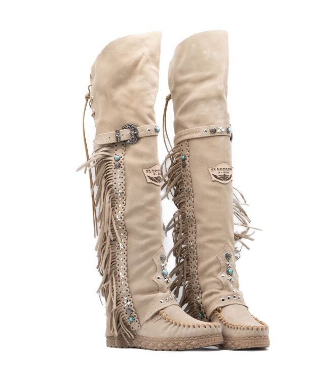 el vaquero el vaquero dames overkneelaarzen beige Corda el vaquero Dames Overkneelaarzen Beige 05 beige