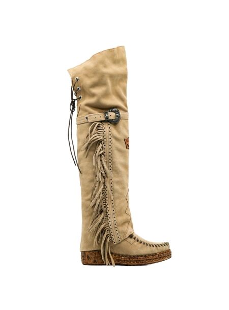 El vaquero Dames overkneelaarzen beige
