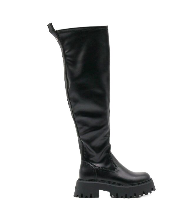 Buffalo Buffalo dames overkneelaarzen zwart vega Vegan Nappa Black Buffalo overkneelaarzen in Zwart online kopen
