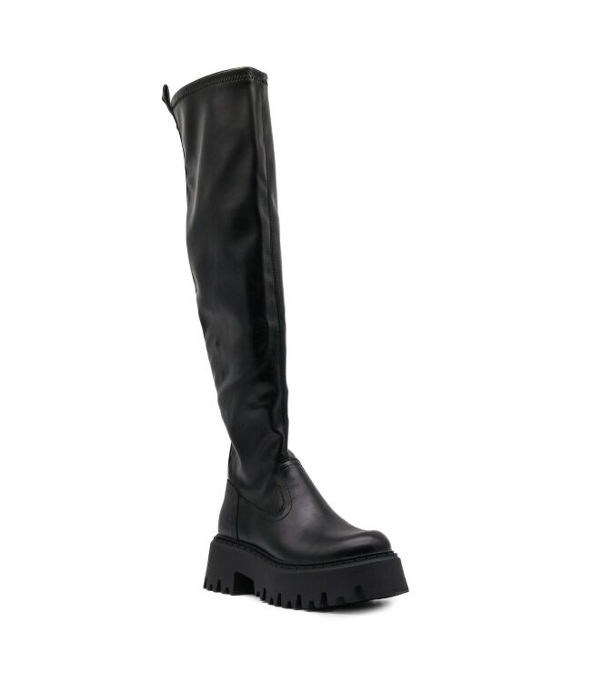 Buffalo Buffalo dames overkneelaarzen zwart vega Vegan Nappa Black Buffalo overkneelaarzen in Zwart online kopen