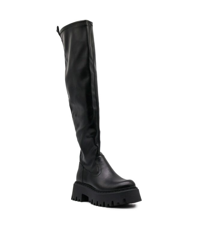 Buffalo Buffalo dames overkneelaarzen zwart vega Vegan Nappa Black Buffalo overkneelaarzen in Zwart online kopen