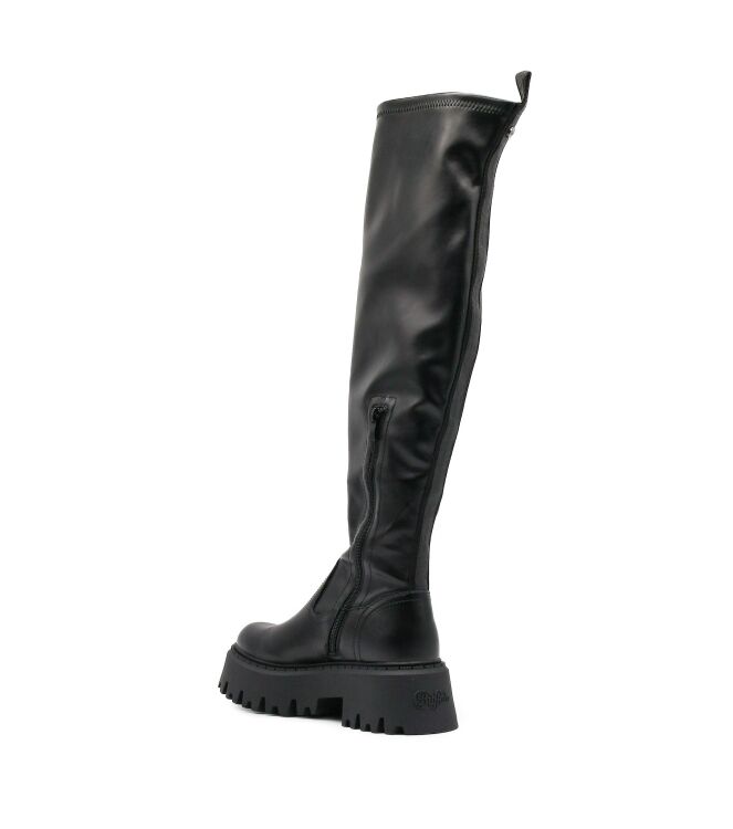 Buffalo Buffalo dames overkneelaarzen zwart vega Vegan Nappa Black Buffalo overkneelaarzen in Zwart online kopen