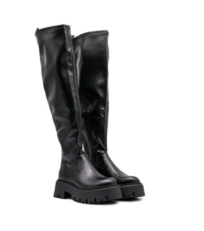 Buffalo Buffalo dames overkneelaarzen zwart vega Vegan Nappa Black Buffalo overkneelaarzen in Zwart online kopen