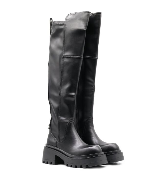 Buffalo Buffalo dames overkneelaarzen zwart Black Nappa Vegan Buffalo overkneelaarzen in Zwart online kopen