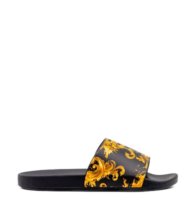 Versace Jeans Versace Jeans heren slipper zwart goud Zwart Goud Versace Jeans Couture Heren Slippers in Zwart online kopen