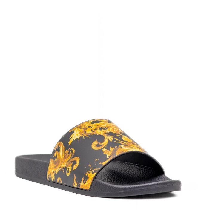 Versace Jeans Versace Jeans heren slipper zwart goud Zwart Goud Versace Jeans Couture Heren Slippers in Zwart online kopen