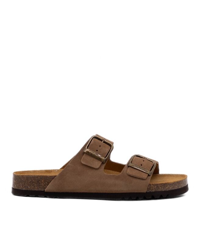 Scholl Scholl heren slippers rubberzool taupe Taupe Scholl Heren Slippers in Bruin online kopen