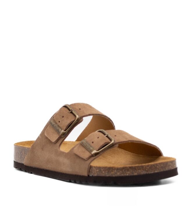 Scholl Scholl heren slippers rubberzool taupe Taupe Scholl Heren Slippers in Bruin online kopen