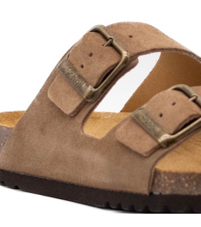 Scholl Scholl heren slippers rubberzool taupe Taupe Scholl Heren Slippers in Bruin online kopen
