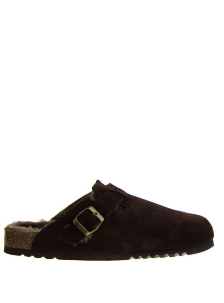 Scholl Heren muilen gevoerd bruin suede